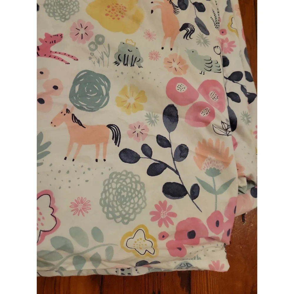 Pottery Barn Kids Sashas Garden Twin Duvet Organic Cotton Whimsical Animals